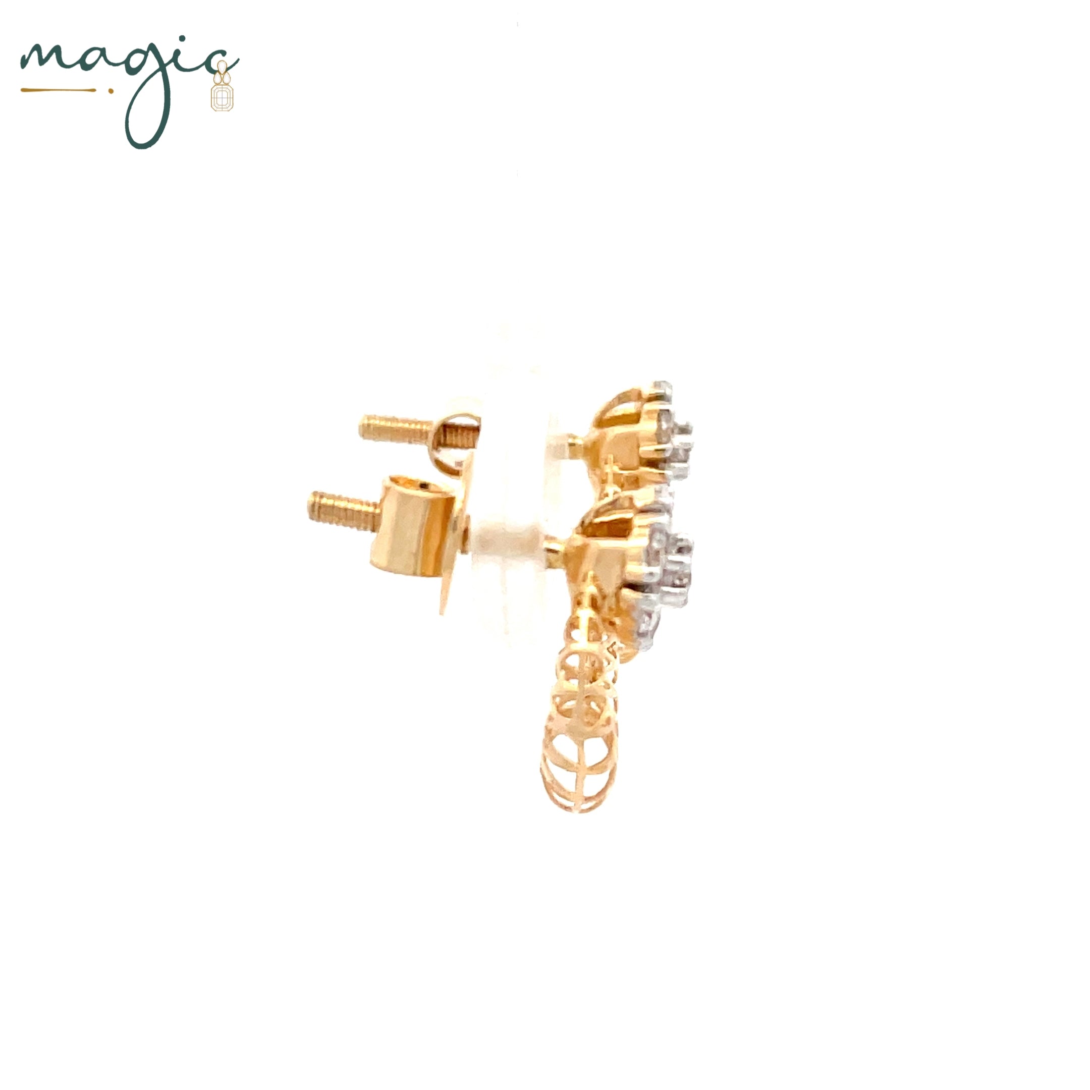 Magic Golden Bucket With A Diamond Daisy Earrings