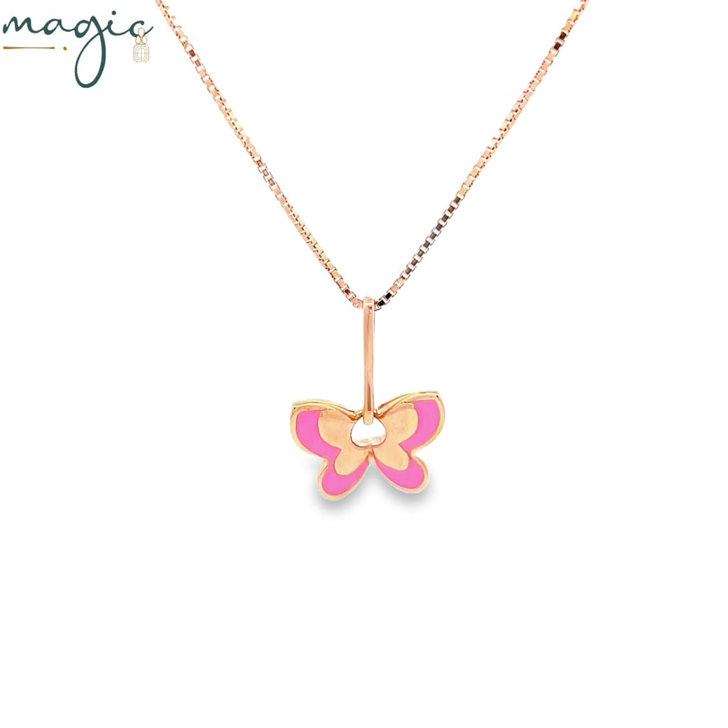 Pink butterfly necklace