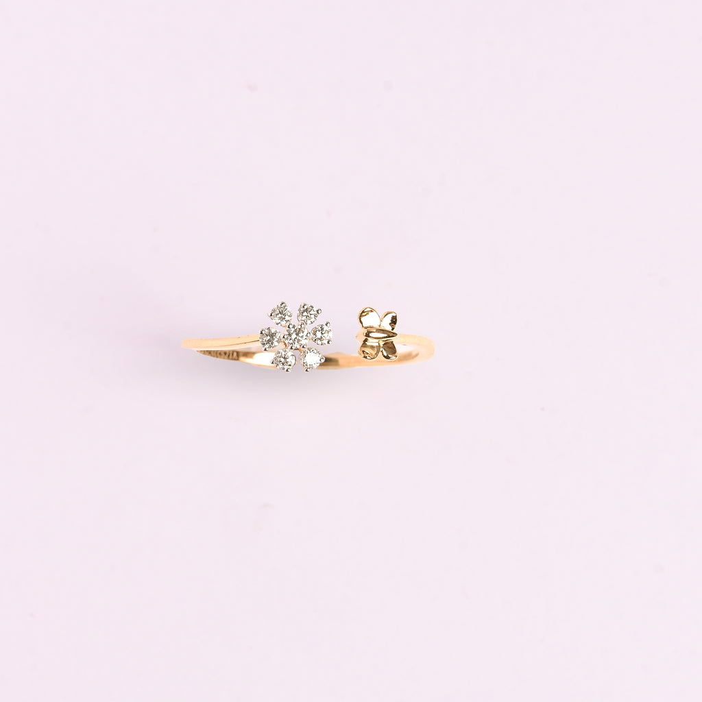 Magic Sparkling Daisy Butterfly Diamond Ring