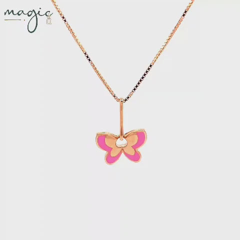 Pink butterfly necklace