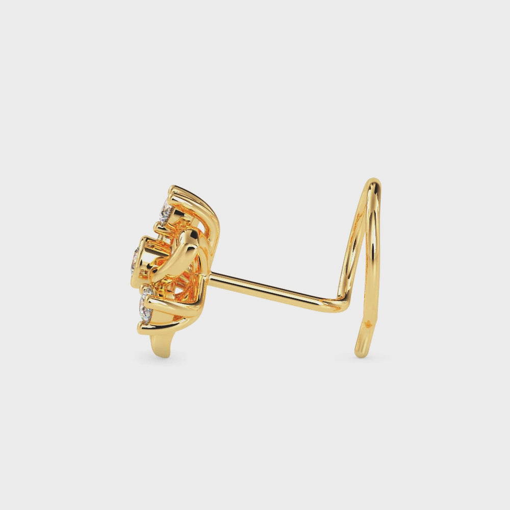 Magic Golden Blossom Sparkle Nose Pin