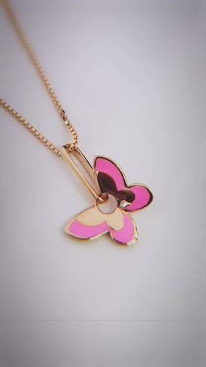 Pink butterfly necklace