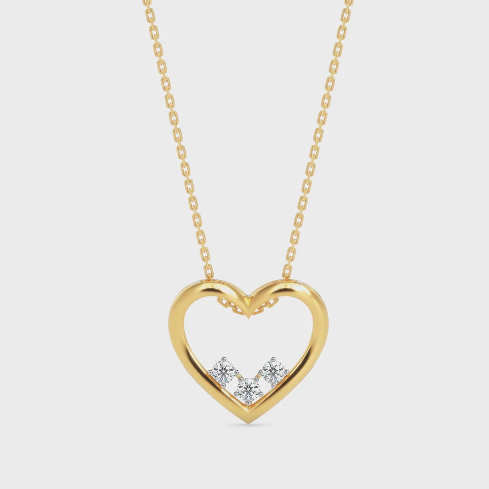 Magic Love Glow: Pure Heart Pendant In Gold & Diamond