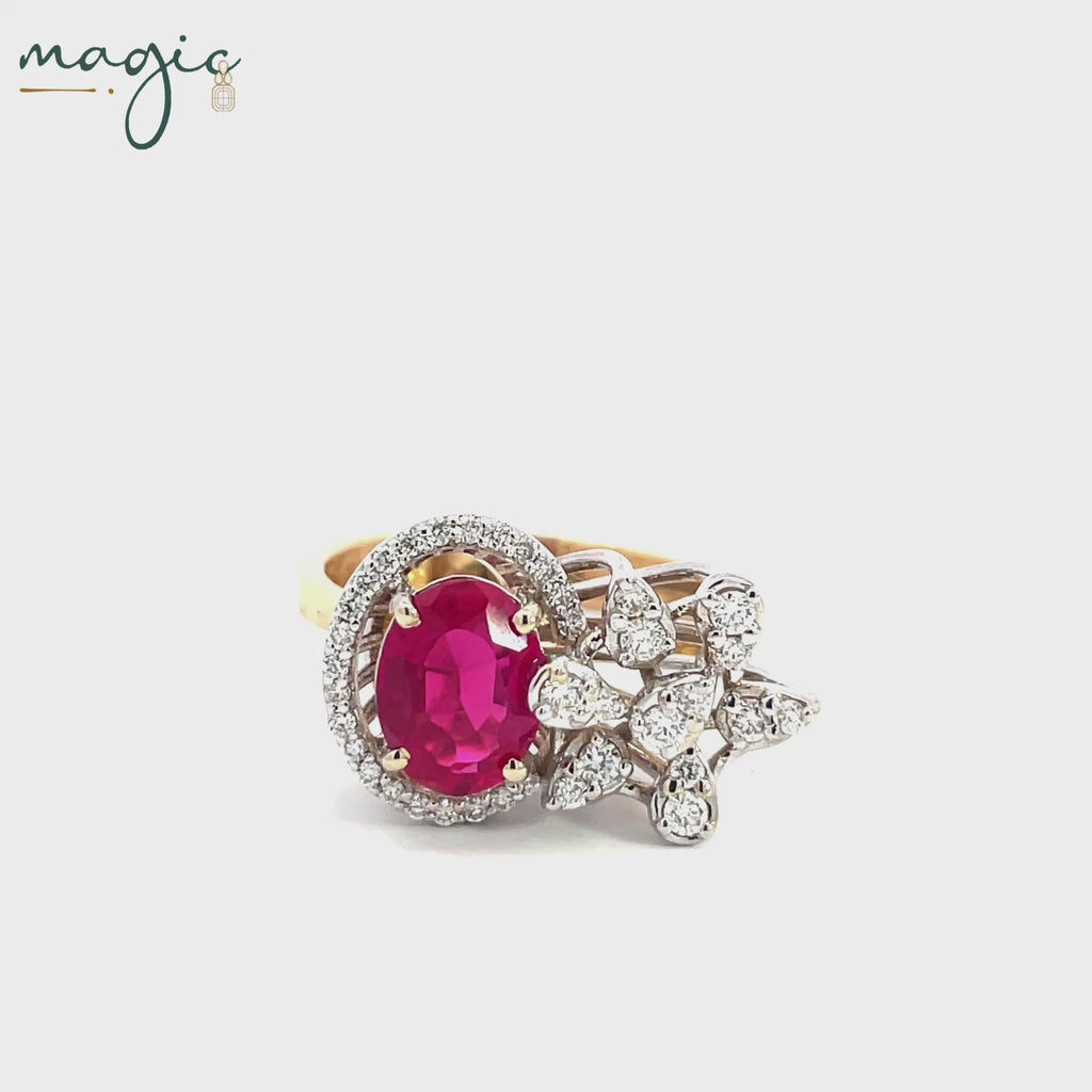 Magic Encircled Reflected Flowering Oval Ring