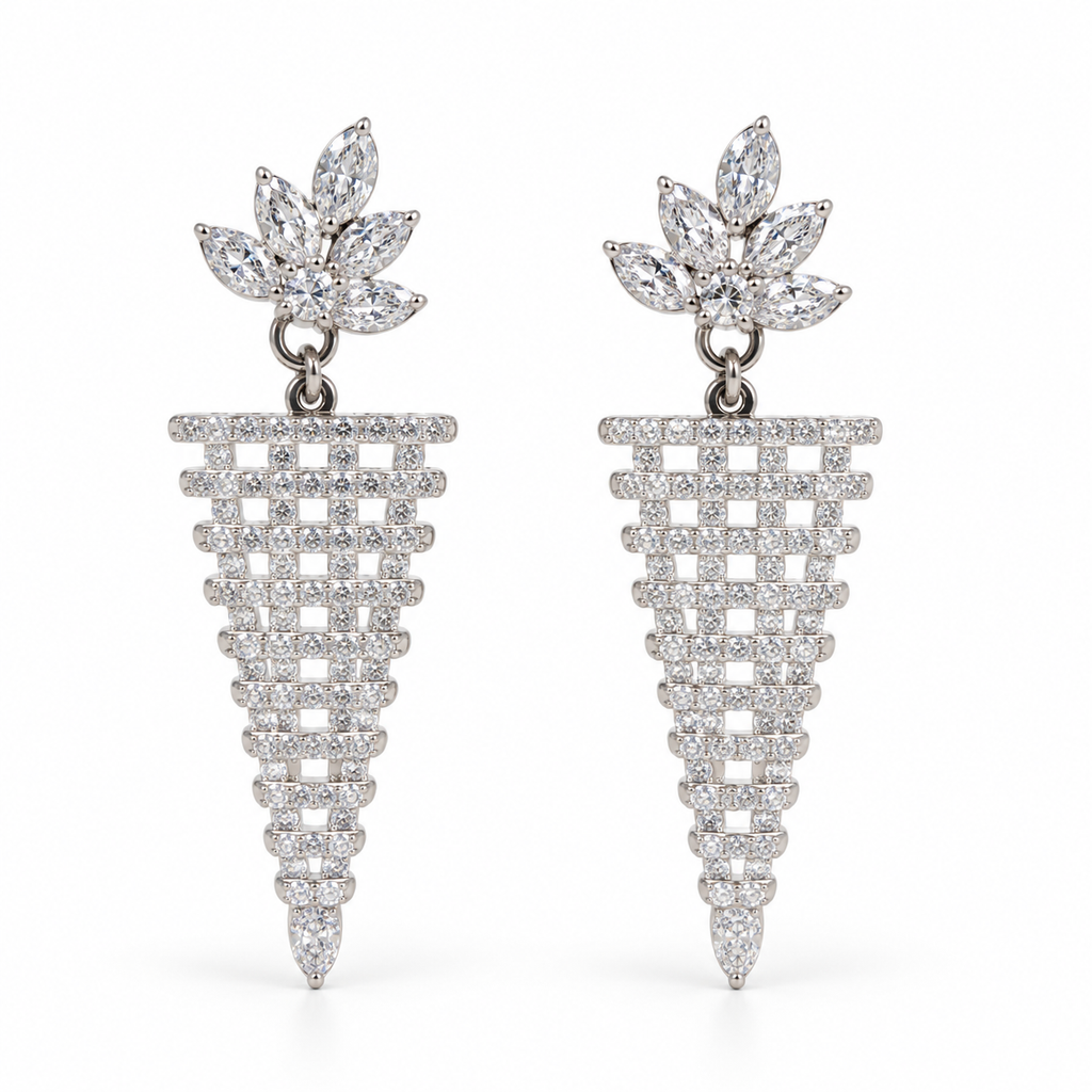 Celestial Cascade Silver Drop Earrings