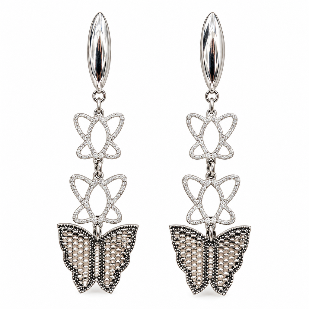 Silver Butterfly Elegance Earrings
