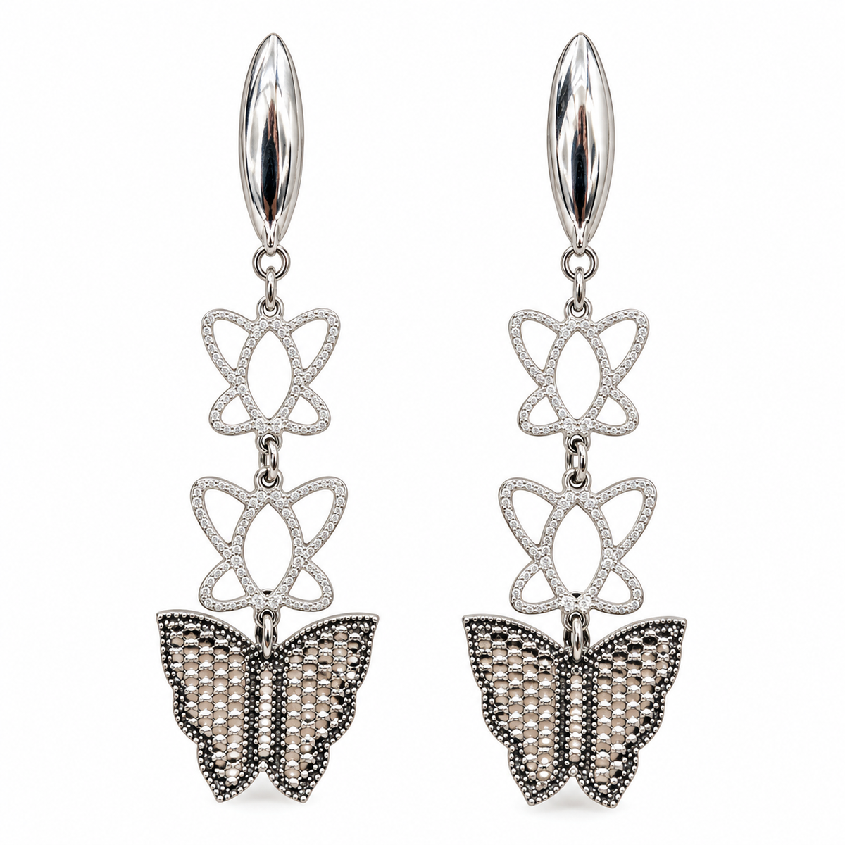 Silver Butterfly Elegance Earrings