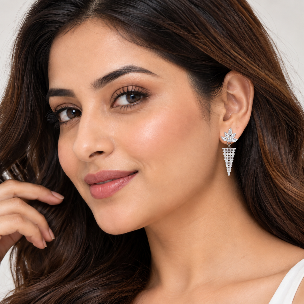 Celestial Cascade Silver Drop Earrings