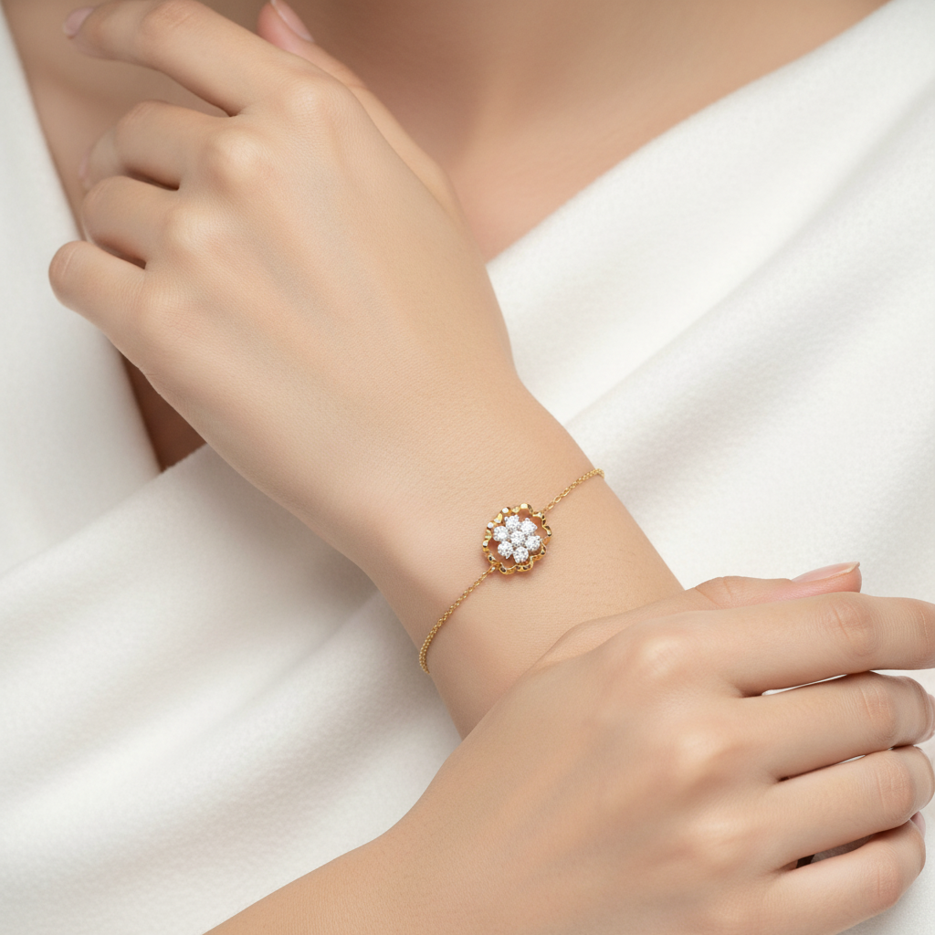 Magic Radiant Shimmering Flower Chain Bracelet